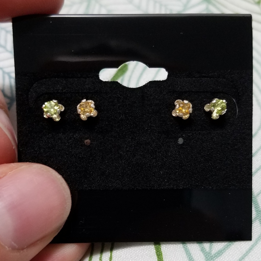 Adorable sterling gemstone stud earrings, 2 pairs